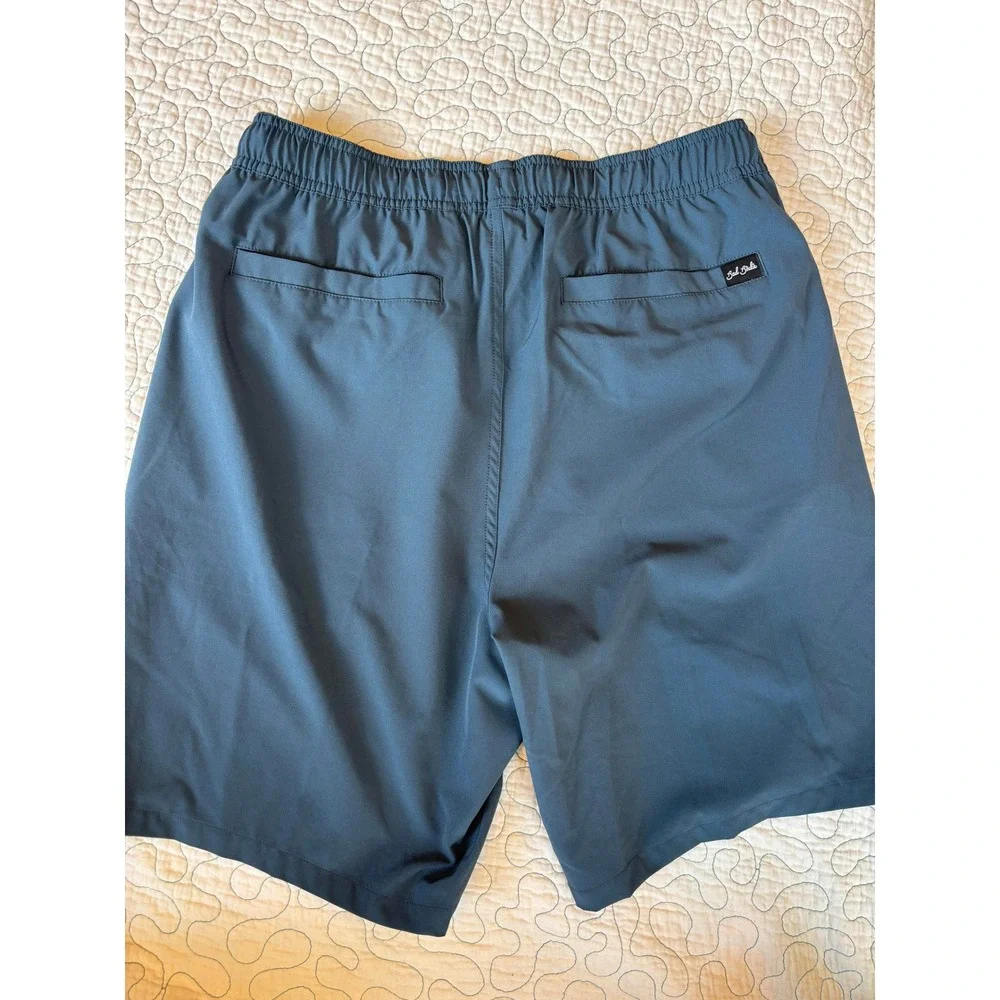 Bad Birdie Mens Performance Golf Shorts Slate Blue Elastic Waist Size Small NWOT